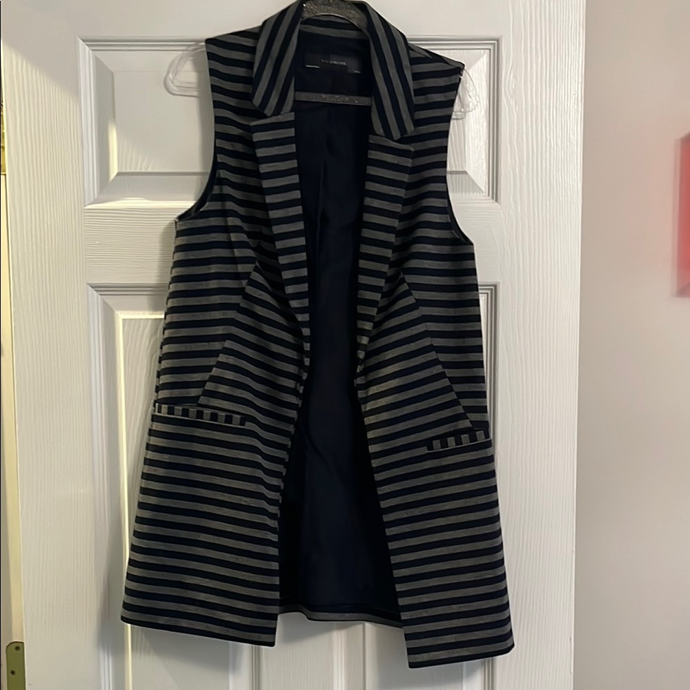 The Limited Striped Navy and Gray Women's Vest